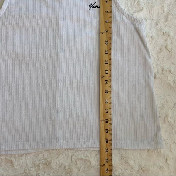 Vans Women's White Logo Medium Snap Back Ribbed Casual Tank Top - Picture 8 of 9